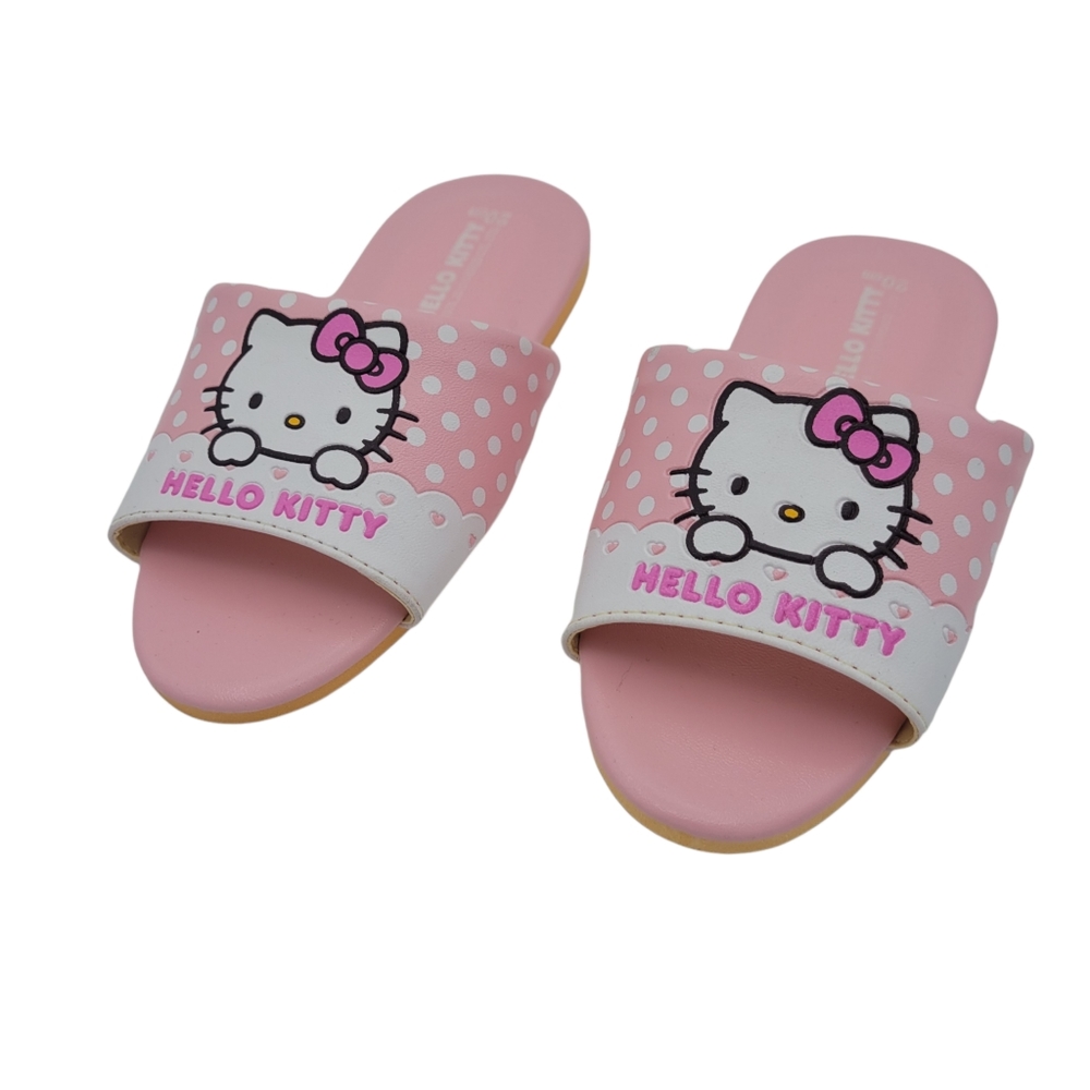 Hello Kitty Girls Slip On Sandals Flat Heel Cushioned Insole Tread Like New 13M - Picture 1 of 11